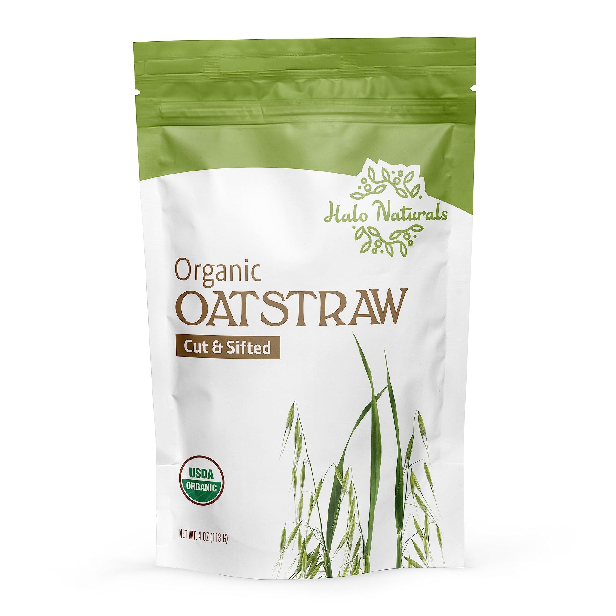 Halo Naturals Organic Oatstraw Cut & Sift, 4 Ounces, USDA Certified | Resealable Pouch| Packaged in The USA (Pack of 1)