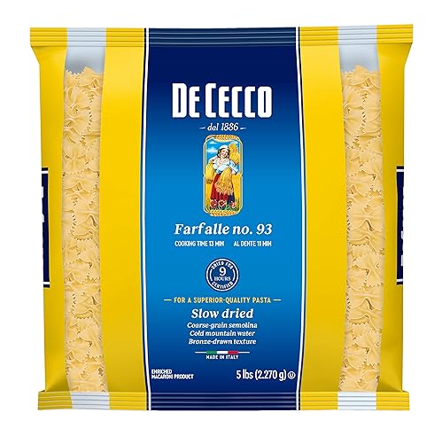 De Cecco Semolina Pasta, Farfalle, 5 Pound (Pack of 4)