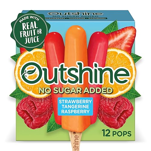 Outshine, No Sugar Added Strawberry, Tangerine & Raspberry Frozen Fruit Bars, 12 Count (Frozen)