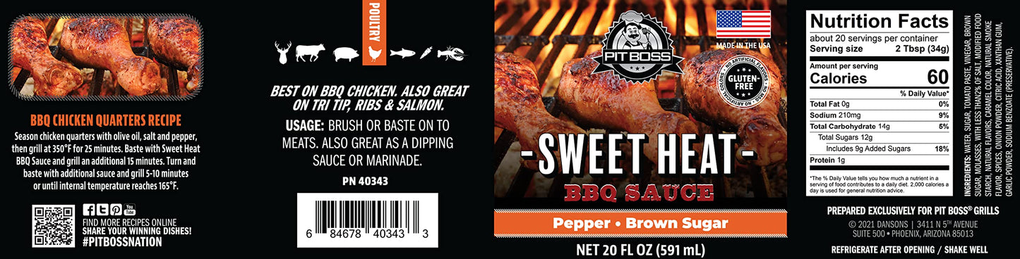 Pit Boss Sweet Heat BBQ Sauce, 20 Fl Oz