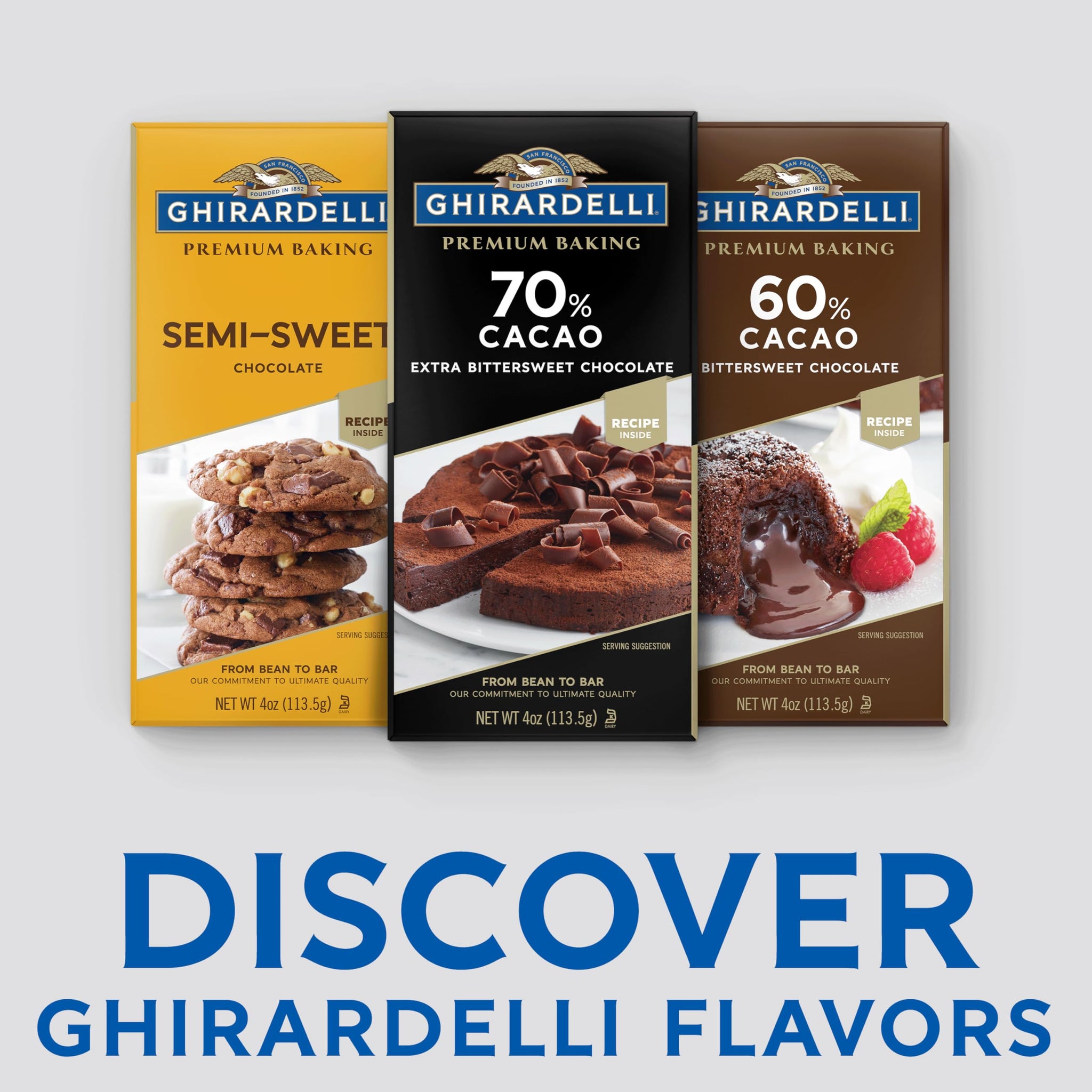 GHIRARDELLI Premium 70% Cacao Extra Bittersweet Chocolate Baking Bar, 4 oz - Rich Dark Chocolate for Gourmet Desserts