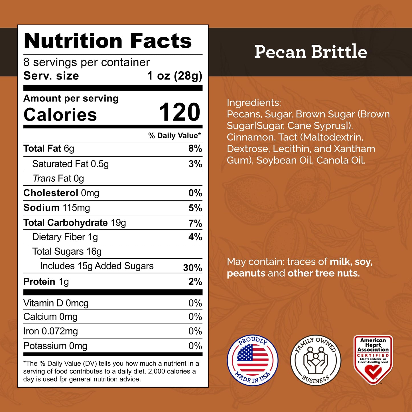 HUDSON PECAN COMPANY: Homemade Pecan Brittle | Crunchy, Handcrafted Southern Candy Made with Fresh Georgia Pecans, Perfect for Snacking, Sharing, or