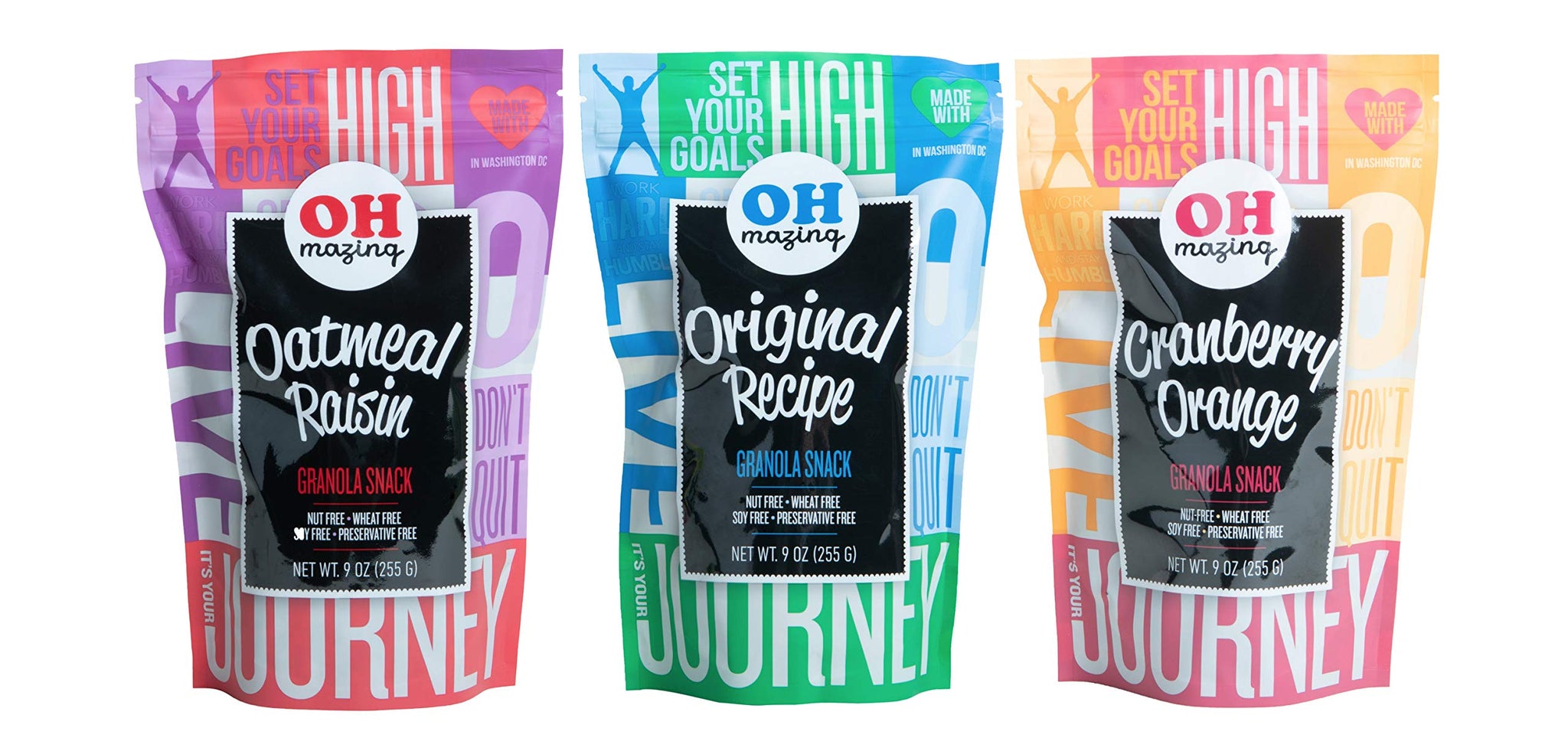 Oh-Mazing Granola Snack, Gluten-Free, Nut-free, No Soy, No Preservatives, Small Batch, 3 Count, 9 oz Bags (Mixed Variety)