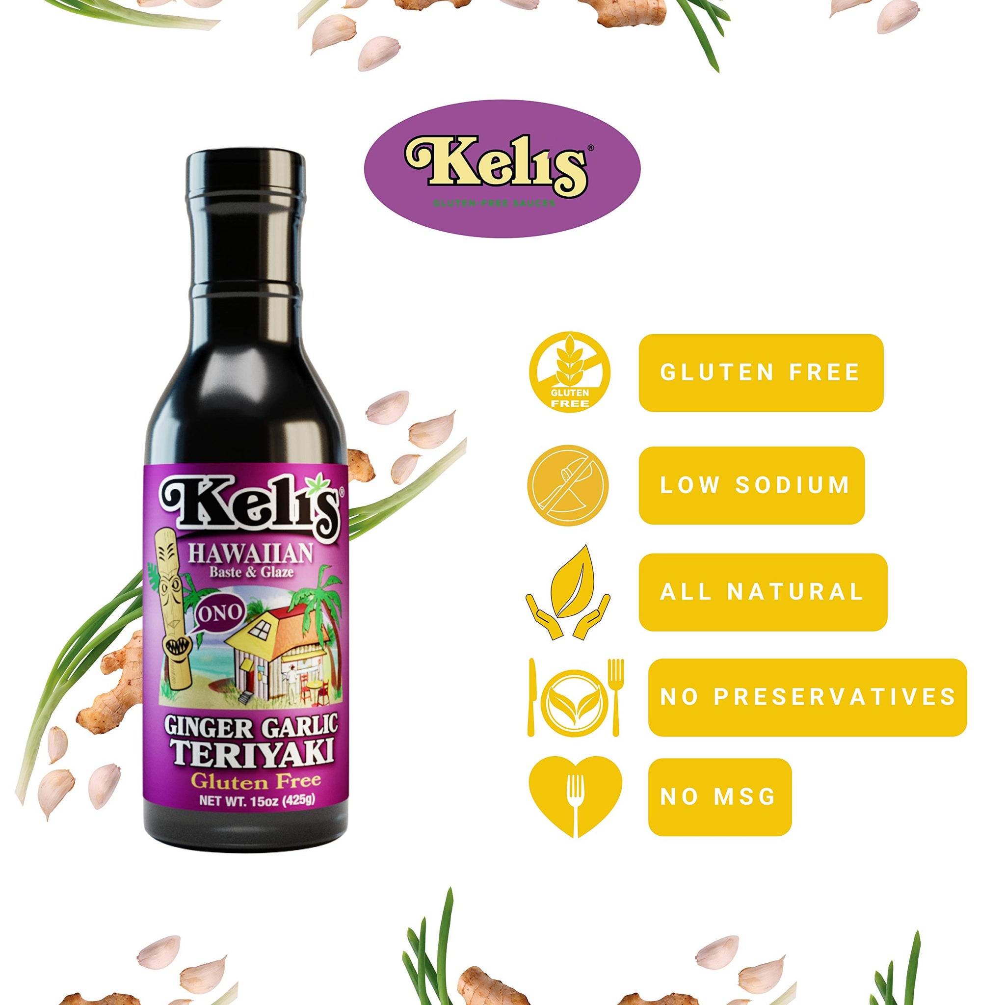 Keli's Ginger-Garlic Teriyaki Sauce. Low Sodium, Vegan & Gluten Free Kid Friendly Sauce. Flavorful Hawaiian Teriyaki Glaze and BBQ Sauce- Made