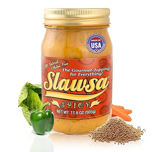 Spicy Hot Dog and Sausage Relish - Slawsa Gourmet Cabbage Topping with Real Ingredients | 17.8 oz | Gluten-Free, Vegan, All-Natural
