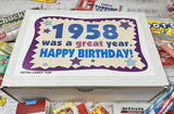 RETRO CANDY YUM ~ 1958 68th Birthday Gift Box Nostalgic Candy Mix from Childhood for 68 Year Old Man or Woman Born 1958 Jr