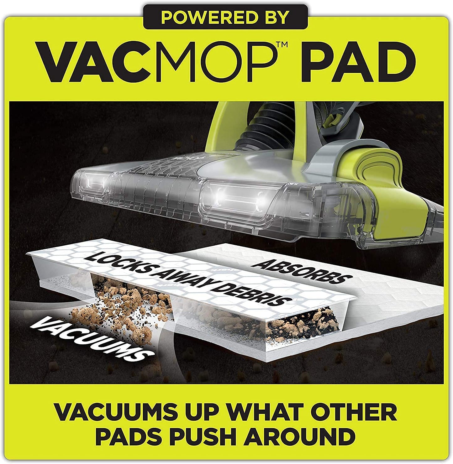 Shark VMP40 VACMOP Disposable Hard Floor Vacuum and Mop Pad Refills, Hardwood Floor Mop Pad, Shark Hard Floor Pads, 10 Count (Pack of 4) (Packaging