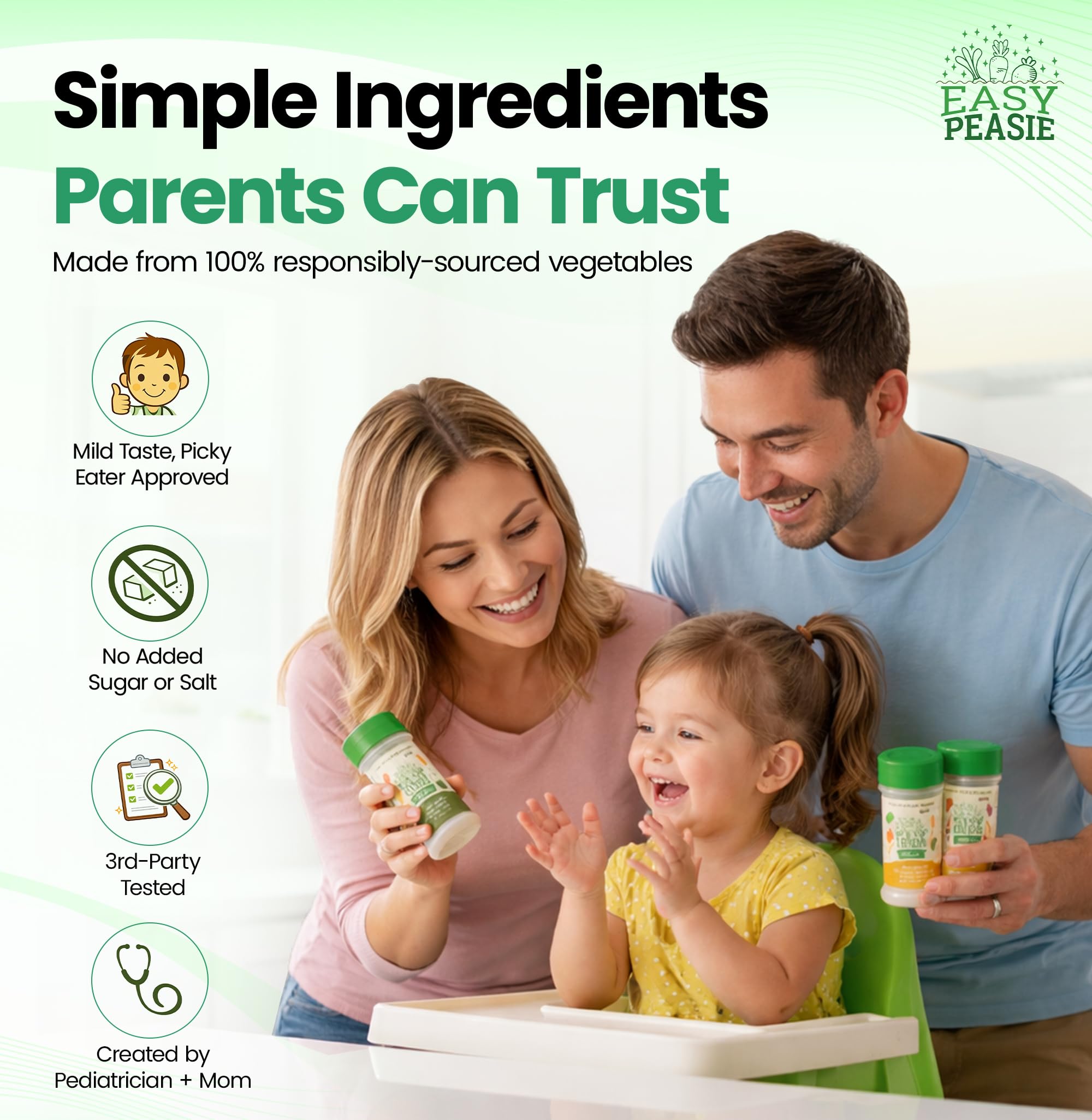Easy Peasie Veggie Powder | Created by a Pediatrician | 3-Pack, Ages 2+