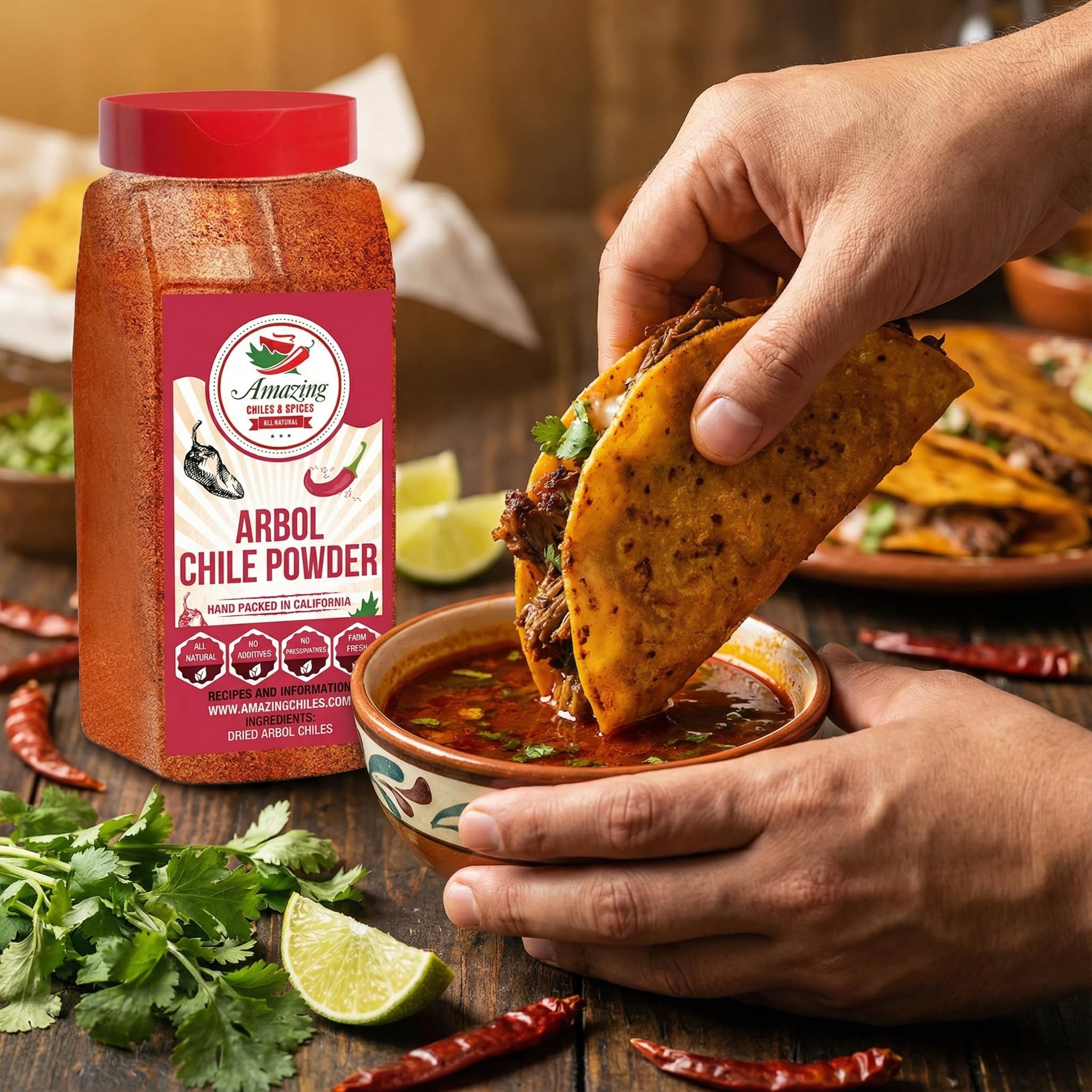 Chile de Arbol - Dried Red Chili Pepper Powder - 1LB (16oz) - Ground Peppers For Authentic Mexican Cuisine by Amazing Chiles & Spices