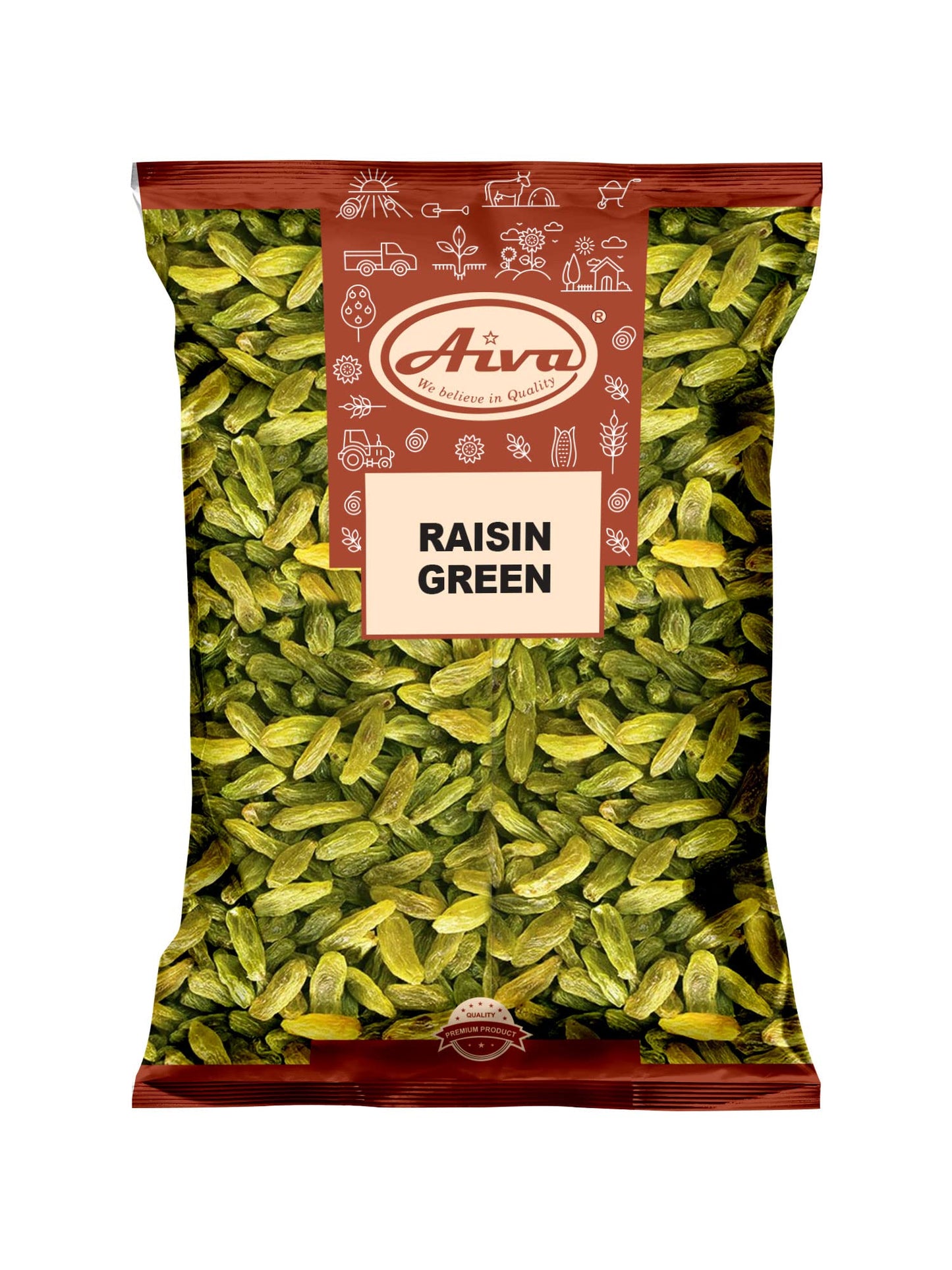 Aiva Green Raisins | Dried Green Grapes | Seedless Dried Fruit for Snacking, Baking, and Cooking - 2 LB