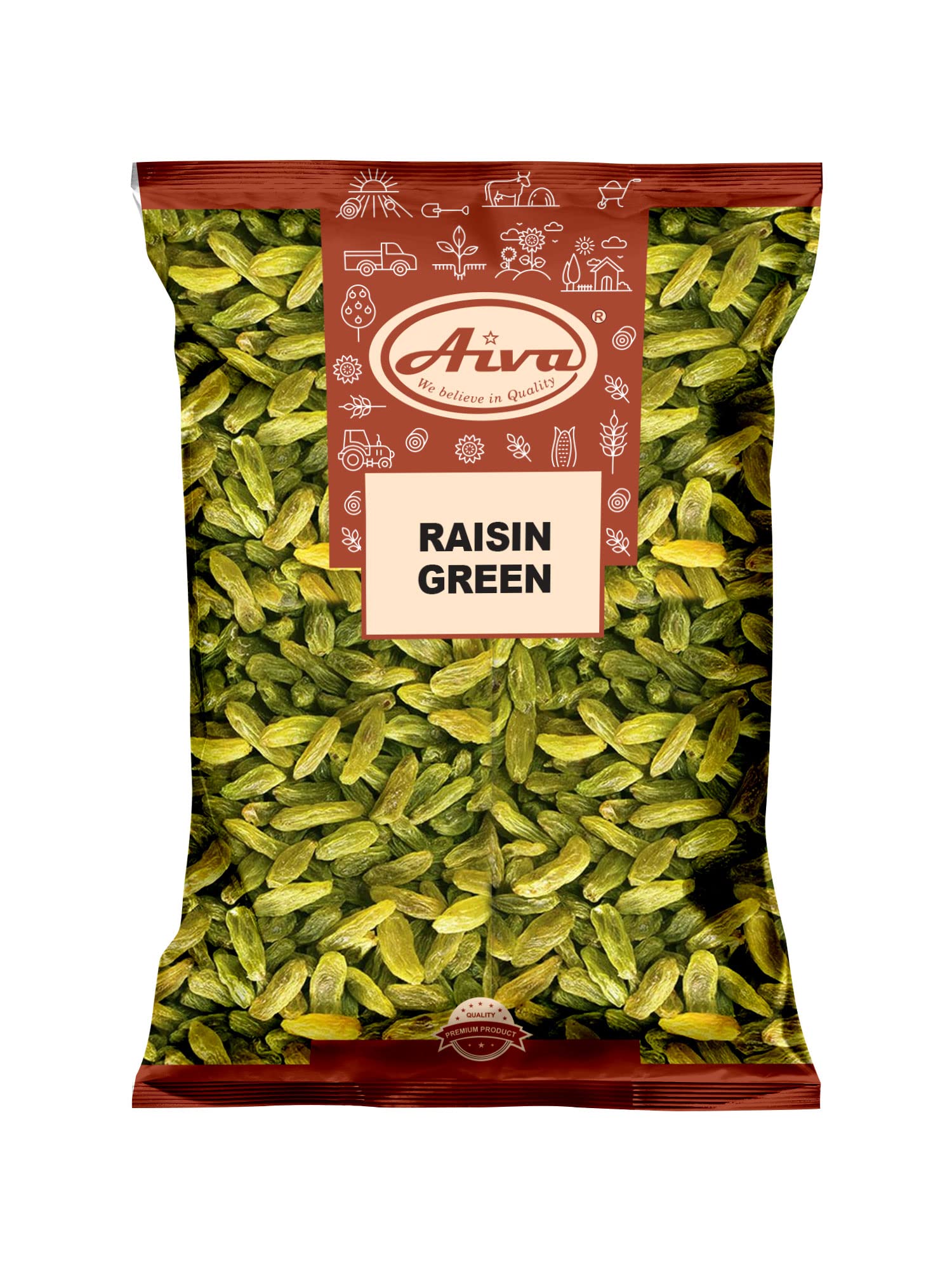 Aiva Green Raisins | Dried Green Grapes | Seedless Dried Fruit for Snacking, Baking, and Cooking - 2 LB
