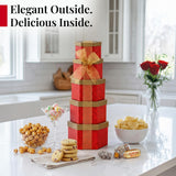 Broadway Basketeers Snacks and Sweets Ruby Red Gift Basket Tower, Anniversary, Birthday, Thinking of You for Women, Mom, Step-Mother, Wife