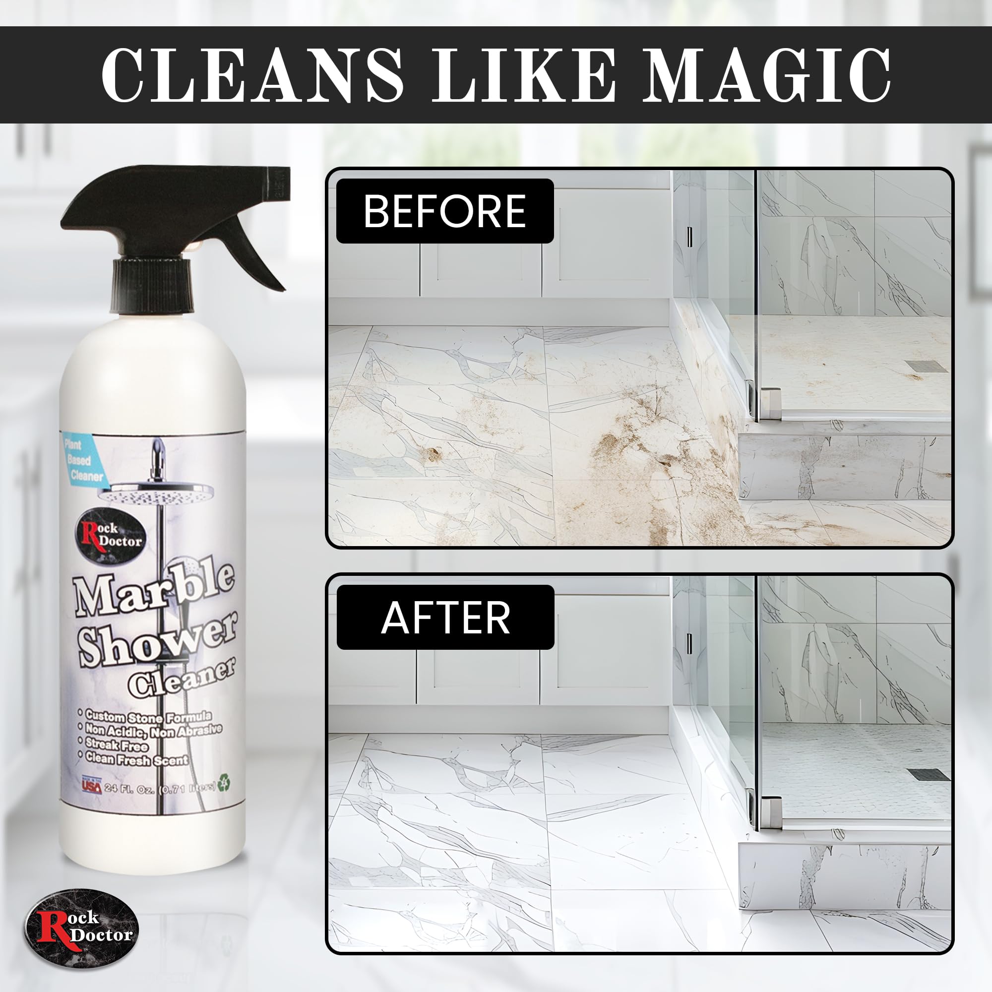 Rock Doctor Granite & Quartz Marble Shower Cleaner Spray, Shower & Tile Cleaner, Soap and Scum Remover, Works on Ceramic Tile, Hard Water Stain
