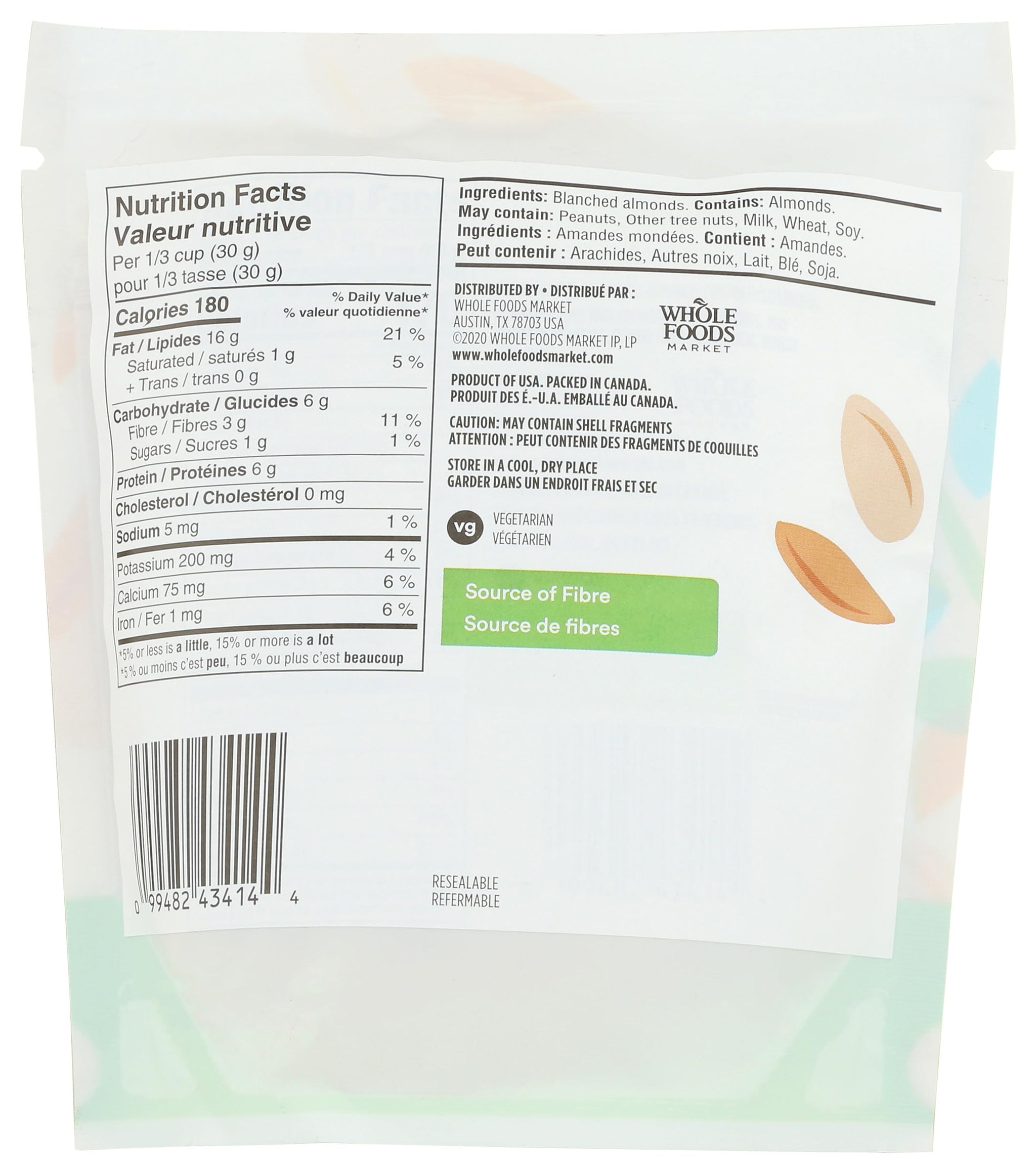 365 by Whole Foods Market, Blanched And Slivered Almonds, 8 Ounce