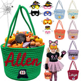 Personalized Halloween Basket Trick or Treat Bag Customized Name Custom Halloween Candy Buckets Gift for Boys Girls,Green