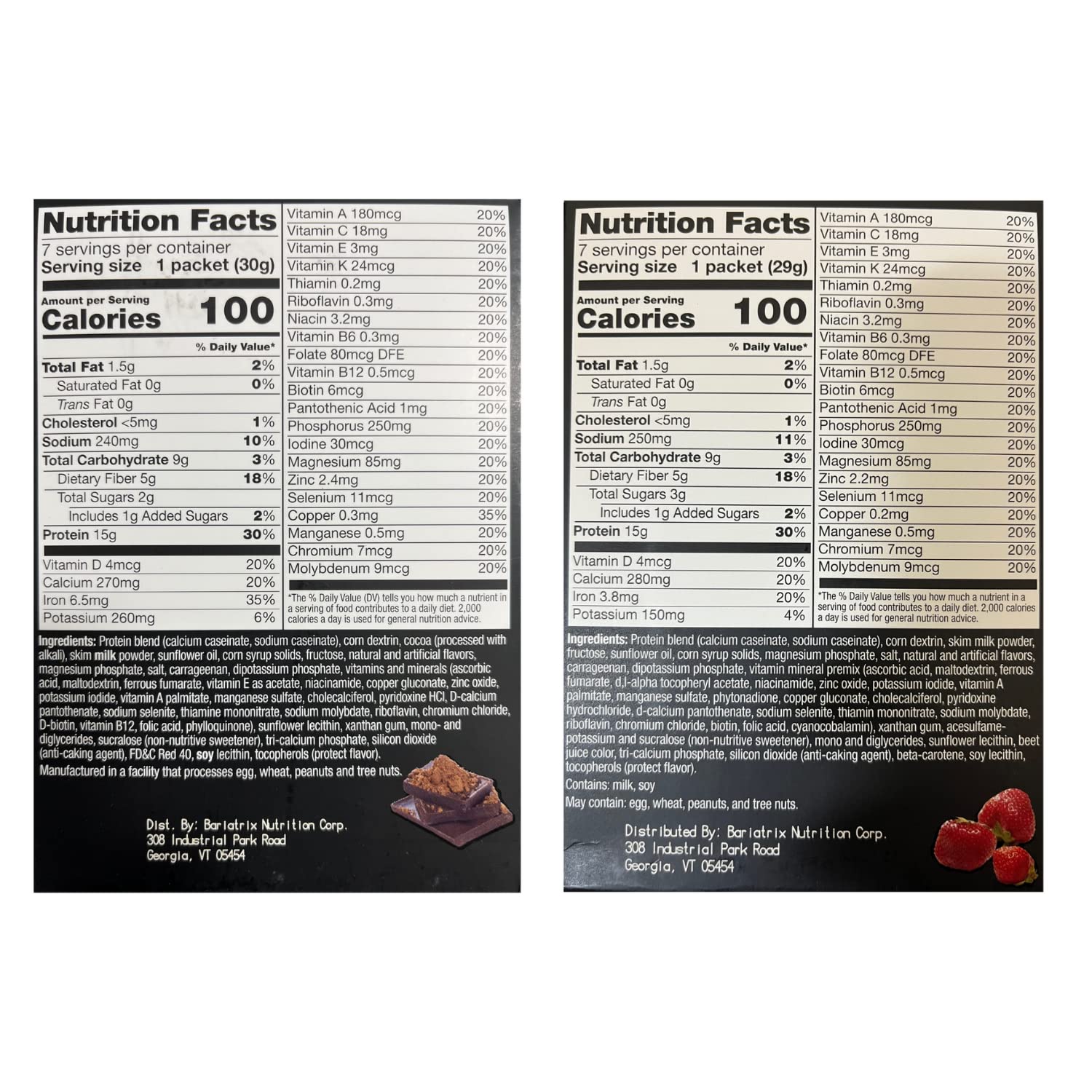 PROTIFIT - High Protein Dark Chocolate & Strawberry Pudding & Shake Mix 2 Pack, 15g Protein, Low Calorie, Low Fat, Low Carb, Aspartame Free, Idea