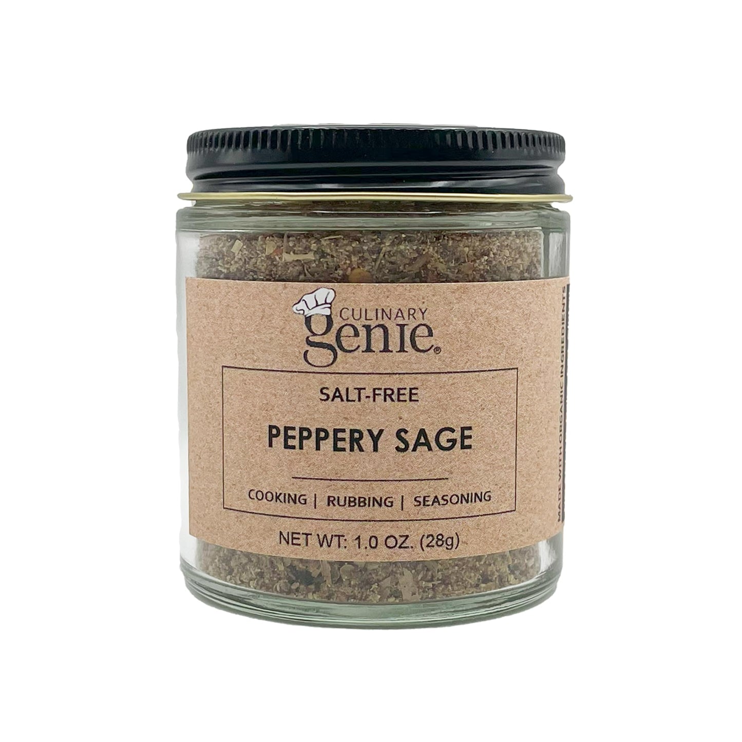 Culinary Genie Salt-Free Peppery Sage Seasoning Blend - Savory Sausage & Poultry Style Spice Blend, No Salt Added
