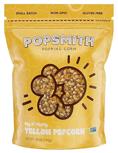 Popsmith - 28oz Pouch Yellow Popcorn Kernels for Popping - Grown in USA, Non-GMO, Vegan, and All-Natural - Unpopped Popcorn Kernels for Stovetop
