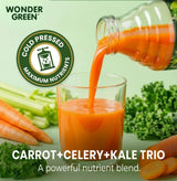 Wonder Green 100% Organic Carrot, Celery & Kale Cold Pressed Juice, 8.45 oz (6 Pack) | Vegetable Juice Blend, All Natural, No Additives or