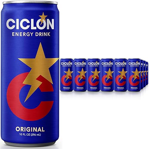 Ciclon Original Energy Drink - 24 Pack, 10 fl oz Cans - Smooth Refreshing Taste with 95mg Caffeine, B Vitamins & Taurine - No Preservatives, Premium