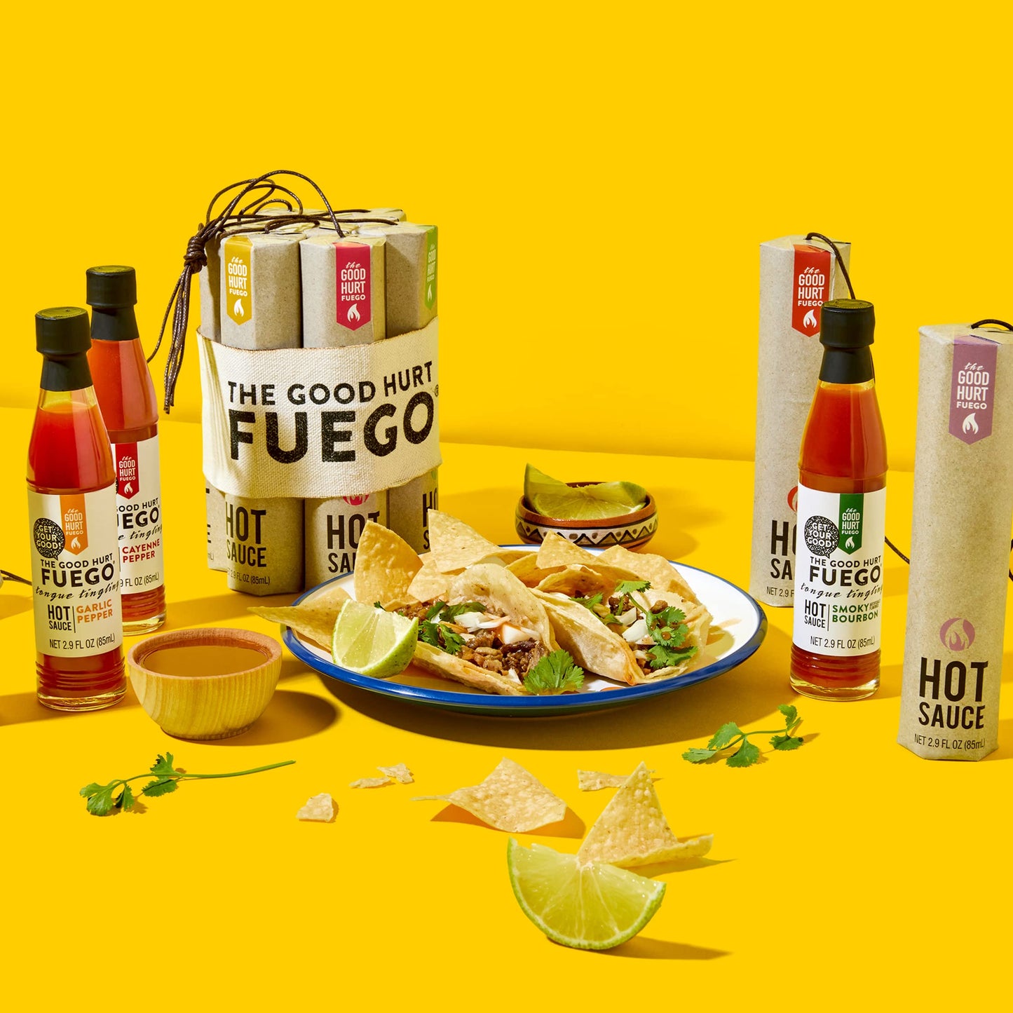 The Good Hurt Fuego, Hot Sauce Sampler Gift Set in Original Packaging, Flavors Includes Habanero, Ghost Pepper, Smoky Bourbon, Hot Sauce Variety Pack