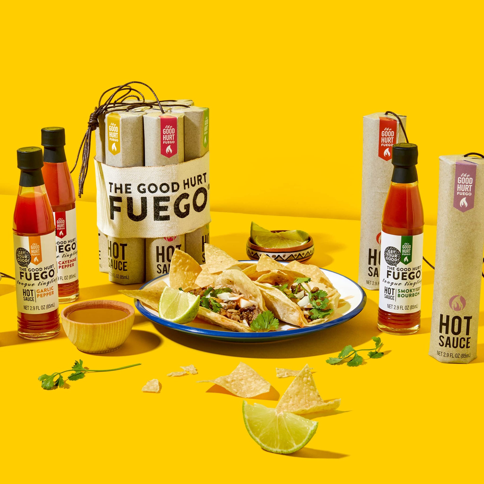 The Good Hurt Fuego, Hot Sauce Sampler Gift Set in Original Packaging, Flavors Includes Habanero, Ghost Pepper, Smoky Bourbon, Hot Sauce Variety Pack