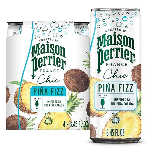 Maison Perrier Chic Pina Fizz, Pineapple and Coconut Flavored Sparkling Beverage, Mocktail, 4PK