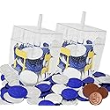 The Dreidel Company 2-Pack Dreidel Filled with Blue and Silver Hanukkah Gelt Coins, 10 Hanukkah Gelt Per Dreidel Total 20 Blue and Silver Coins