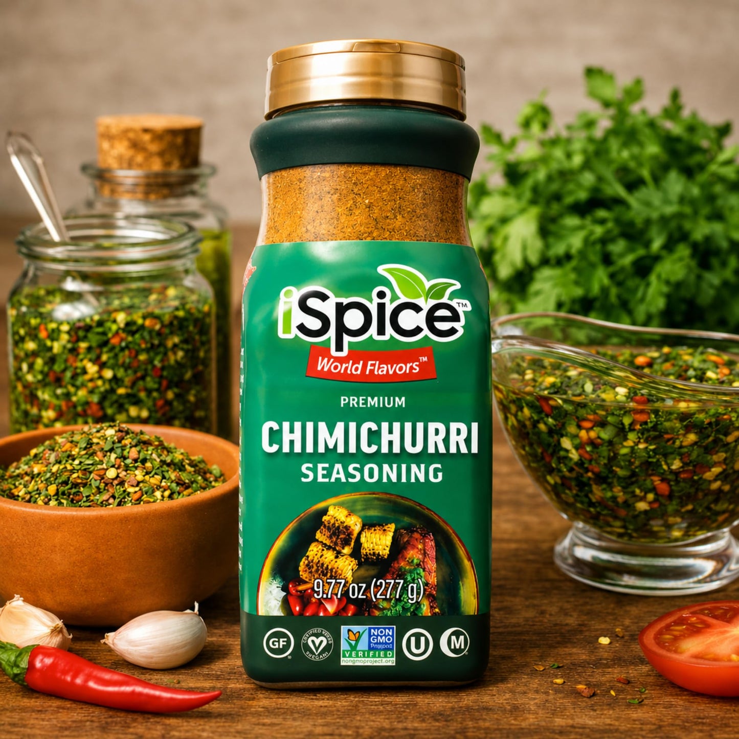 iSpice Blend | Chimichurri Seasoning | 9.77 oz | Mixed Spice & Seasoning | Bulk Size | Halal | Kosher (Chimichurri)