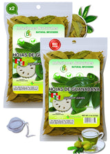 Hojas de Guanábana (Soursop Leaves) - 2 Pack (4 oz Bags) 100% Natural | Vegan | Herbal Tea for Infusion | Includes Infuser/Incluye Infusor