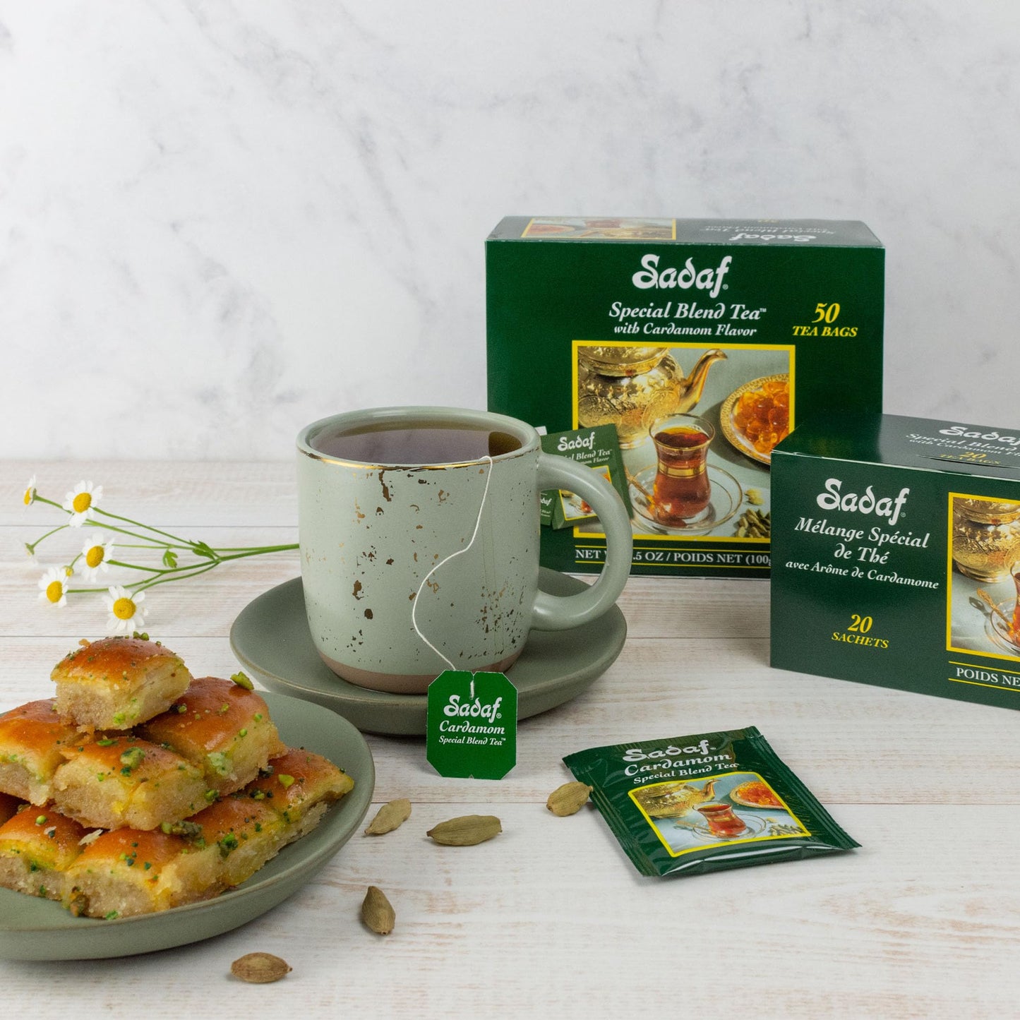Sadaf Special Blend Tea with Cardamom - Loose Leaf Cardamom Tea - Ceylon Black Tea - Quicktea Product harvested in Sri Lanka - 8 Oz Box
