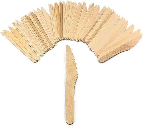Pack of 150 Disposable 6.5" Natural Birchwood Wooden Knives (Compostable & Biodegradable)