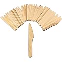 Pack of 150 Disposable 6.5" Natural Birchwood Wooden Knives (Compostable & Biodegradable)