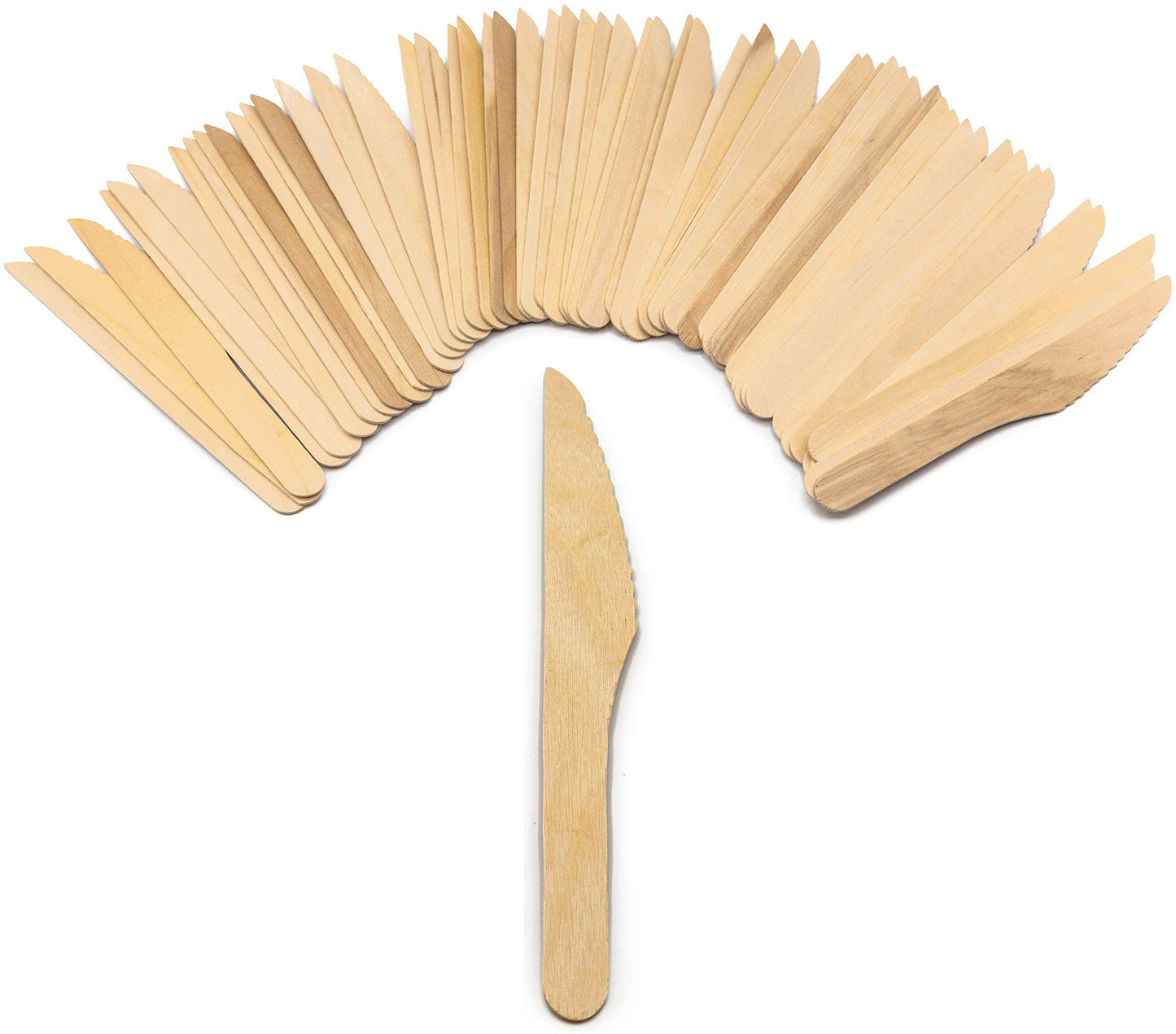 Pack of 150 Disposable 6.5" Natural Birchwood Wooden Knives (Compostable & Biodegradable)