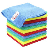 JD Homease Microfiber Cleaning Cloths,12 Pack, 12"x12", All-Purpose, Softer, Highly Absorbent, Lint-Free, Reusable, Washable Pro Towel 4 Colors