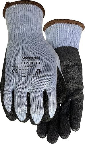 Watson Gloves, #337 - Stealth Hybrid, Sustainable Water Resistant Work Glove with Crinkle Latex Palm (1 Pair, Medium)