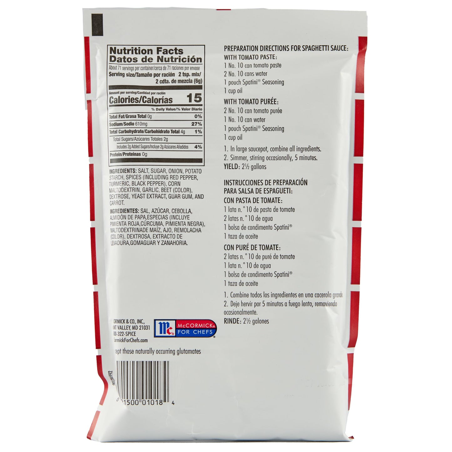 Lawry's Spatini Spaghetti Sauce Seasoning Mix, 15 oz - One 15 Ounce Packet of Spaghetti Seasoning Mix, Ideal for Creating Flavorful Italian Sauce
