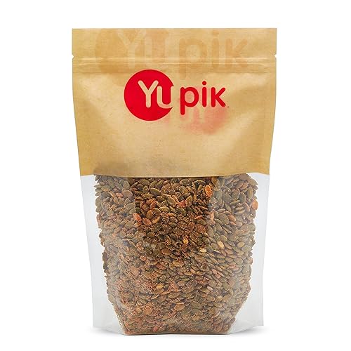 Yupik Spicy Buffalo Pumpkin Seeds, 1 lb, Kosher, GMO-Free, Roasted Seeds, Spicy Seasoning, Source of Fibre & Protein, Savory Snack, Ideal for BBQ