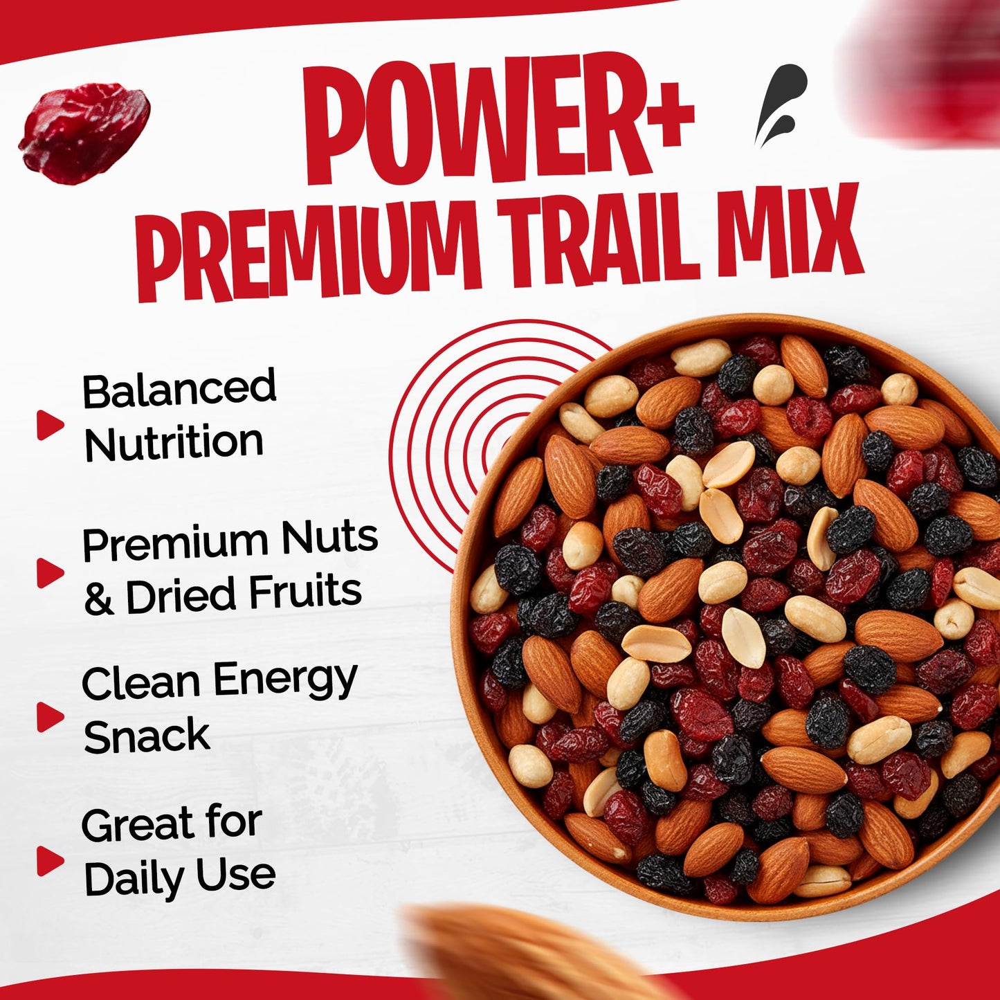 Tidbit Healthy Trail Mix with Roasted Peanuts, Almonds, Raisins & Dried Cranberries - Mixed Nuts Snack Mix for Natural Energy, Vegan Gluten Free, 14
