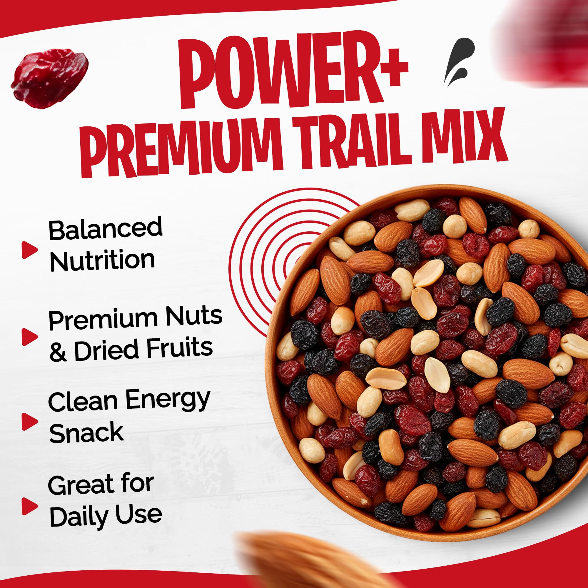 Tidbit Healthy Trail Mix with Roasted Peanuts, Almonds, Raisins & Dried Cranberries - Mixed Nuts Snack Mix for Natural Energy, Vegan Gluten Free, 14