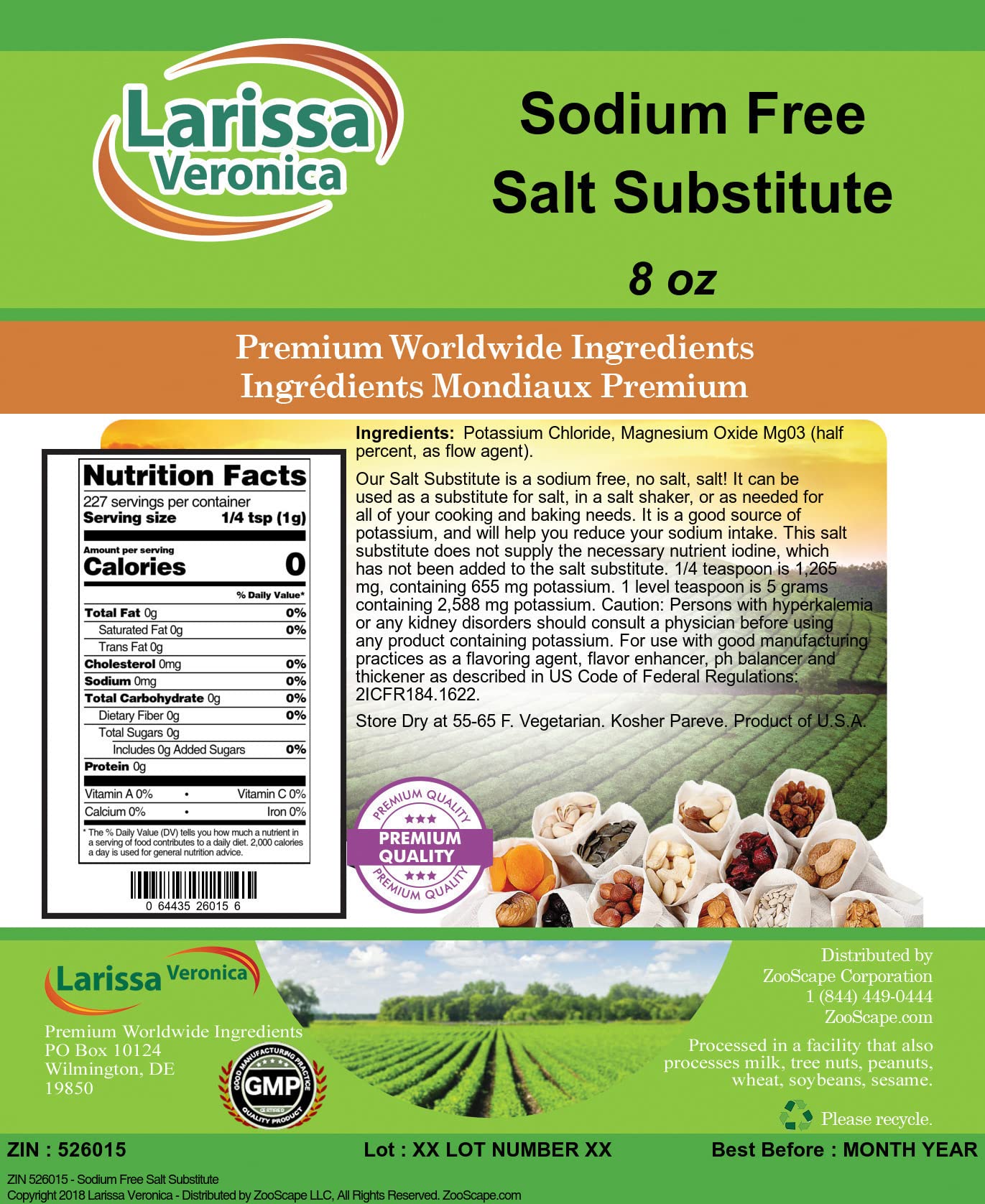 Sodium Free Salt Substitute (8 oz, ZIN: 526015) - 3 Pack