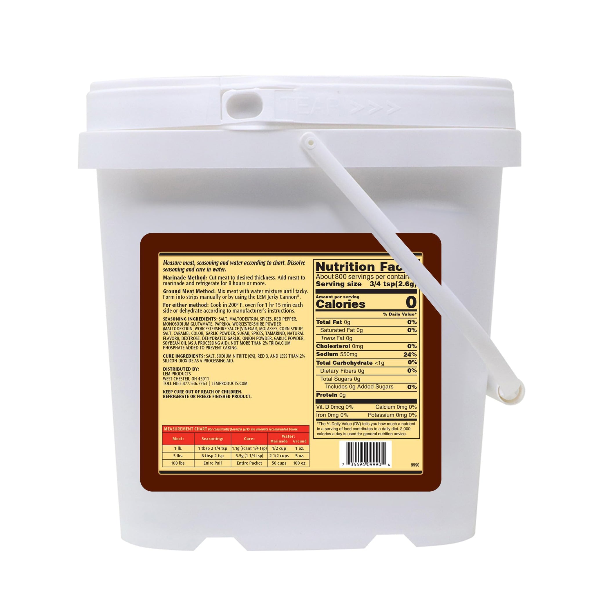 LEM Products Backwoods Original Jerky Seasoning, Ideal for Wild Game and Domestic Meat, Seasons Up to 100 Pounds of Meat, 4 Pound, 5.5 Ounce Bucket