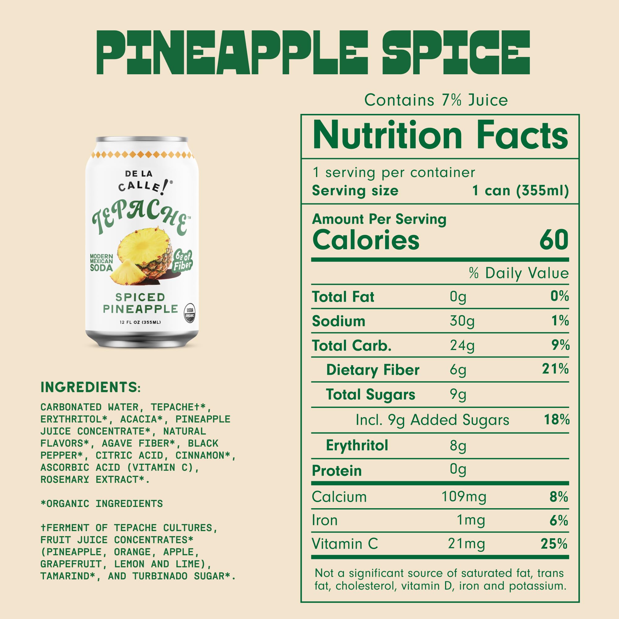 De La Calle Organic Traditional Pineapple Spice Tepache, 12 FZ