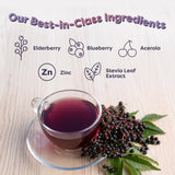 FlavCity Immunity Tea Powder - Vitamin C, Zinc, & Elderberry Herbal Tea for Immune Support - Non GMO & Sugar Free (30 Servings)