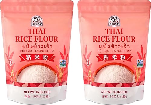 52USA Thai Rice Flour 32 Ounce (Basic), 1 Pound (Pack of 2), Rice Flour for Baking or Cooking, Product of Thailand, All Natural White Rice Flour