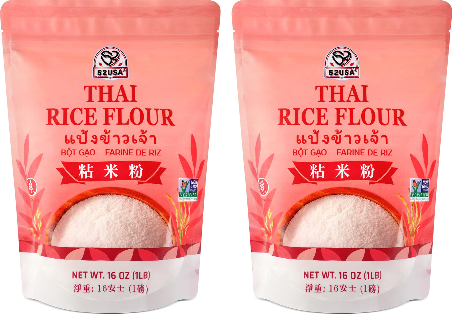 52USA Thai Rice Flour 32 Ounce (Basic), 1 Pound (Pack of 2), Rice Flour for Baking or Cooking, Product of Thailand, All Natural White Rice Flour