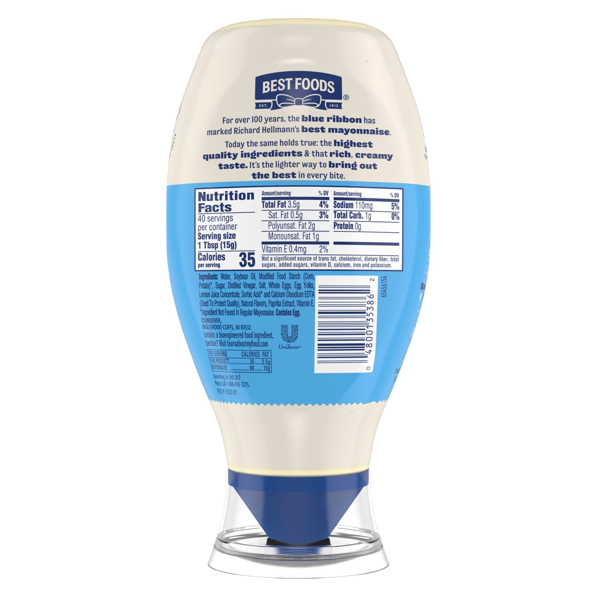 Best Foods Mayonnaise Light Mayo 1 ct For a Creamy Condiment or Sandwich Spread 60% Less Fat and Calories than Regular Mayonnaise 20 oz