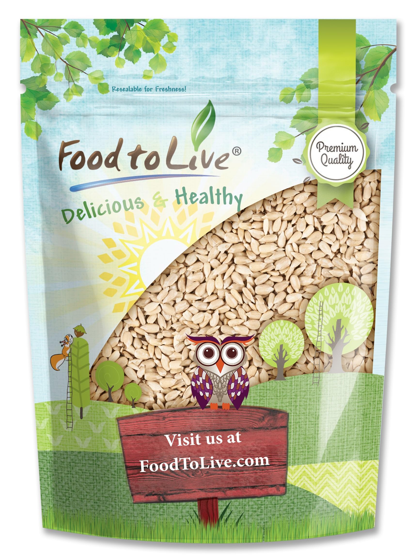 Food to Live Sunflower Seeds, 5 Pounds - Non-GMO Verified, Kernels, No Shell, Kosher, Raw, Vegan, Sirtfood, Bulk