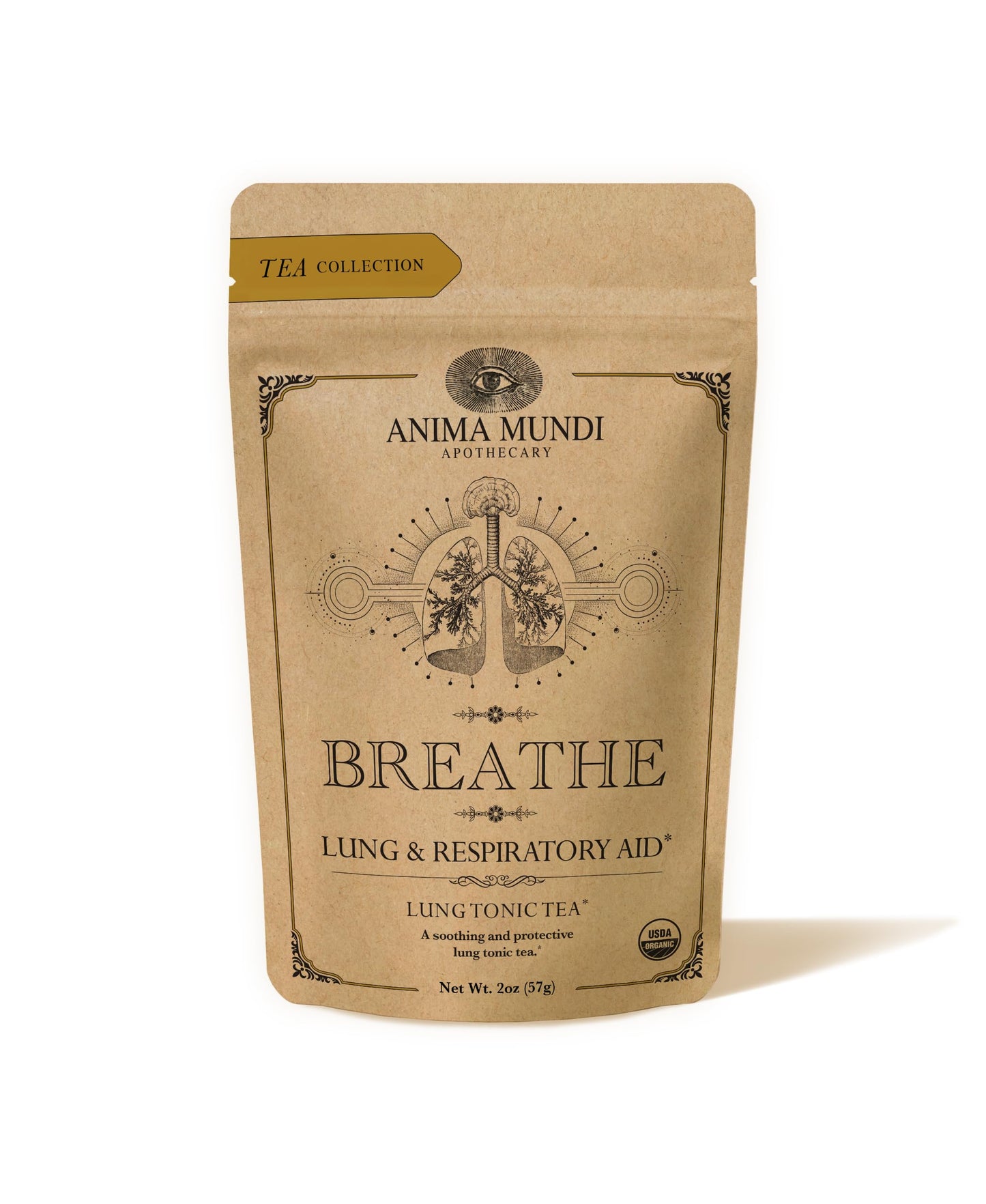 Anima Mundi Apothecary Breathe Lung Tonic Tea - Herbal Tea Blend with Astragalus, Reishi, Nettles and Ginger - Organic Loose Leaf Blend (2oz / 57g)