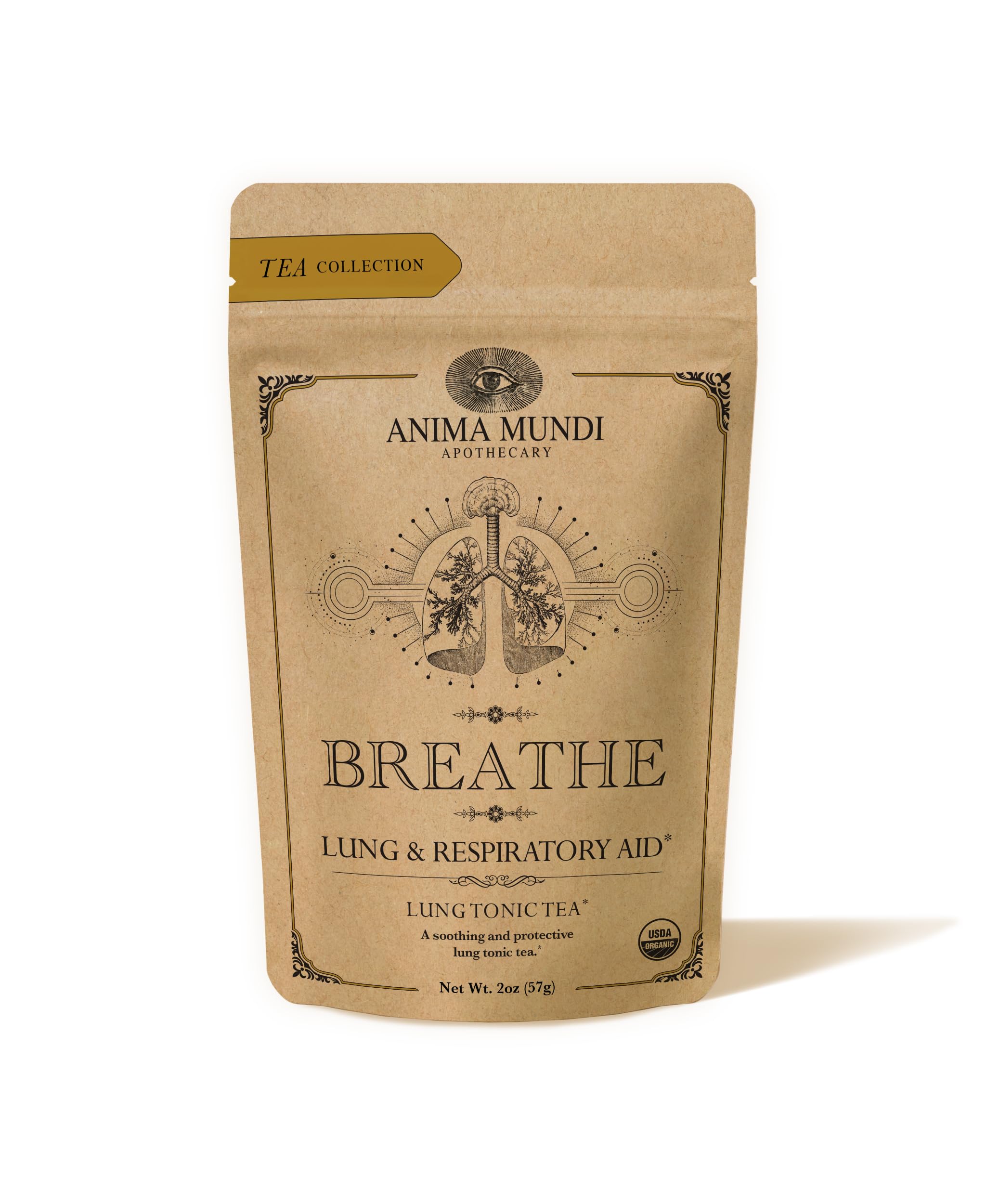Anima Mundi Apothecary Breathe Lung Tonic Tea - Herbal Tea Blend with Astragalus, Reishi, Nettles and Ginger - Organic Loose Leaf Blend (2oz / 57g)